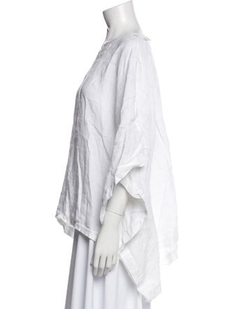 Eskandar Linen Bateau Neckline Blouse