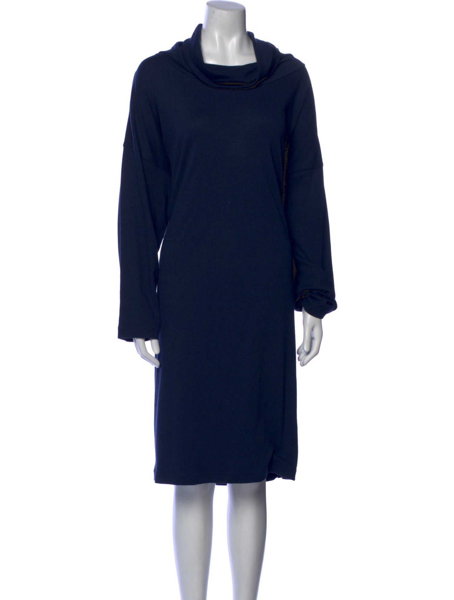 Eskandar Cowl Neck Knee-Length Dress
