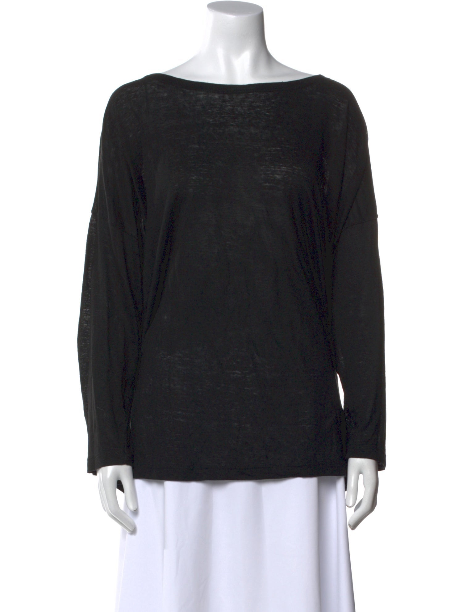 Eskandar Linen Bateau Neckline Top