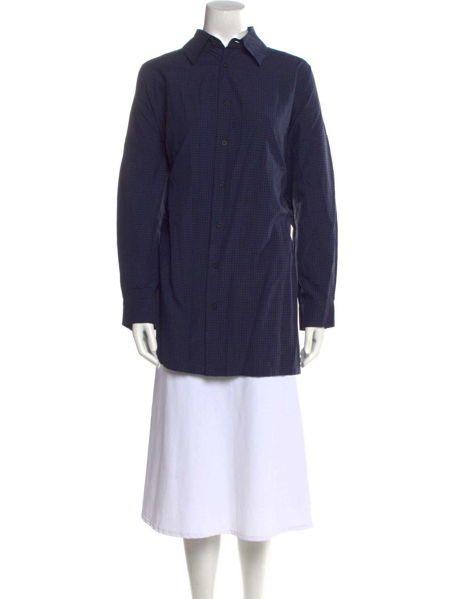 Eskandar Plaid Print Long Sleeve Button-Up Top