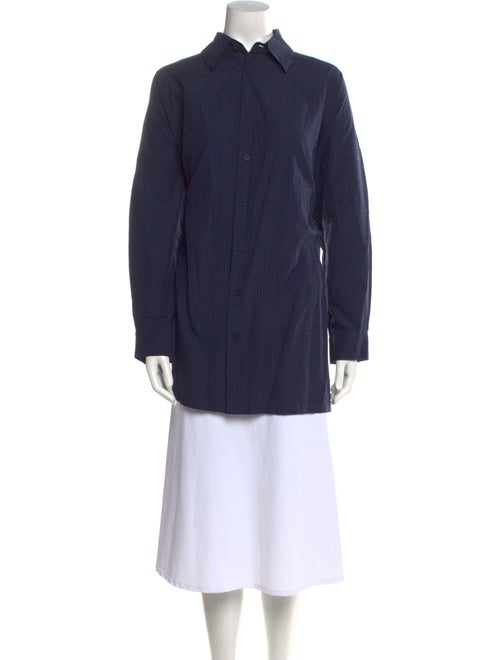 Eskandar Plaid Print Long Sleeve Button-Up Top