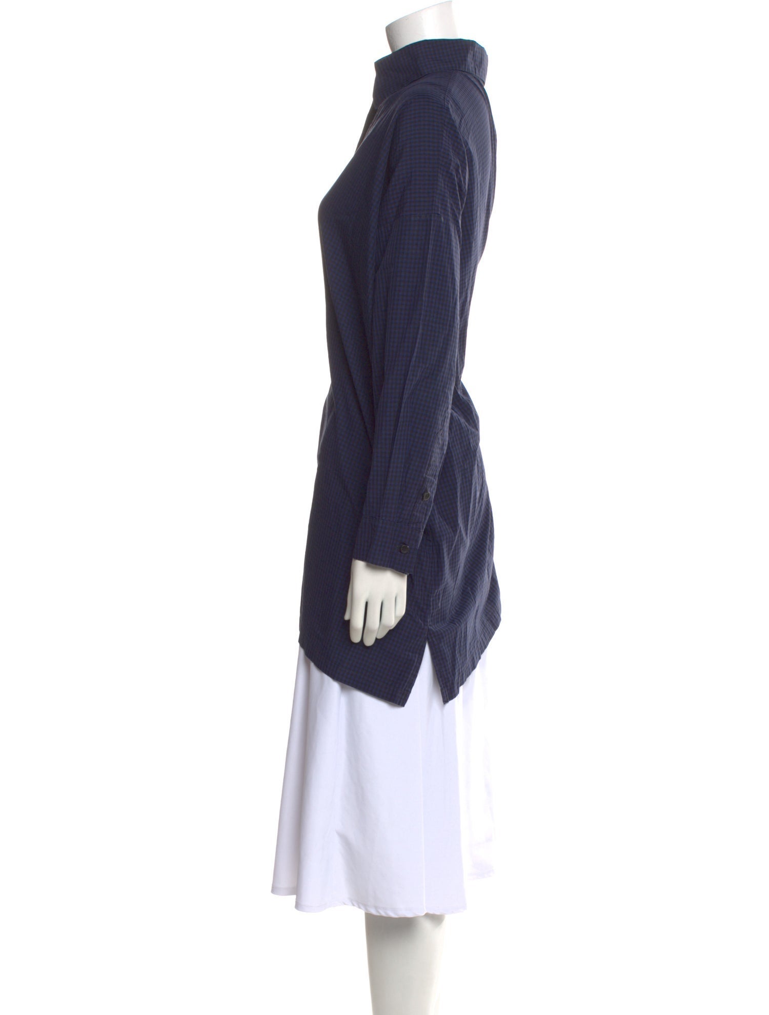 Eskandar Plaid Print Long Sleeve Button-Up Top