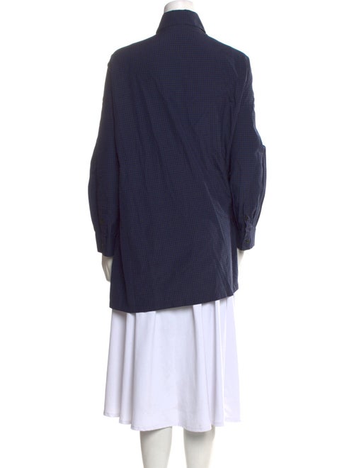 Eskandar Plaid Print Long Sleeve Button-Up Top