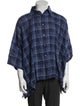 Eskandar Plaid Print Three-Quarter Sleeve Shirt