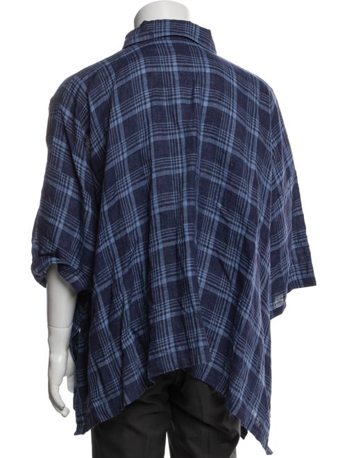 Eskandar Plaid Print Three-Quarter Sleeve Shirt