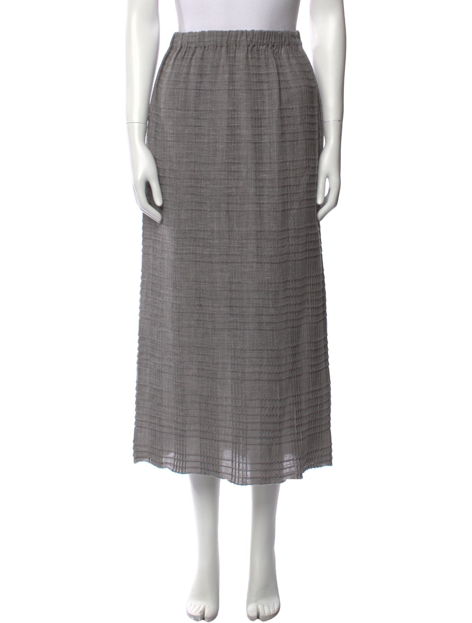 Eskandar Pleated Accents Midi Length Skirt