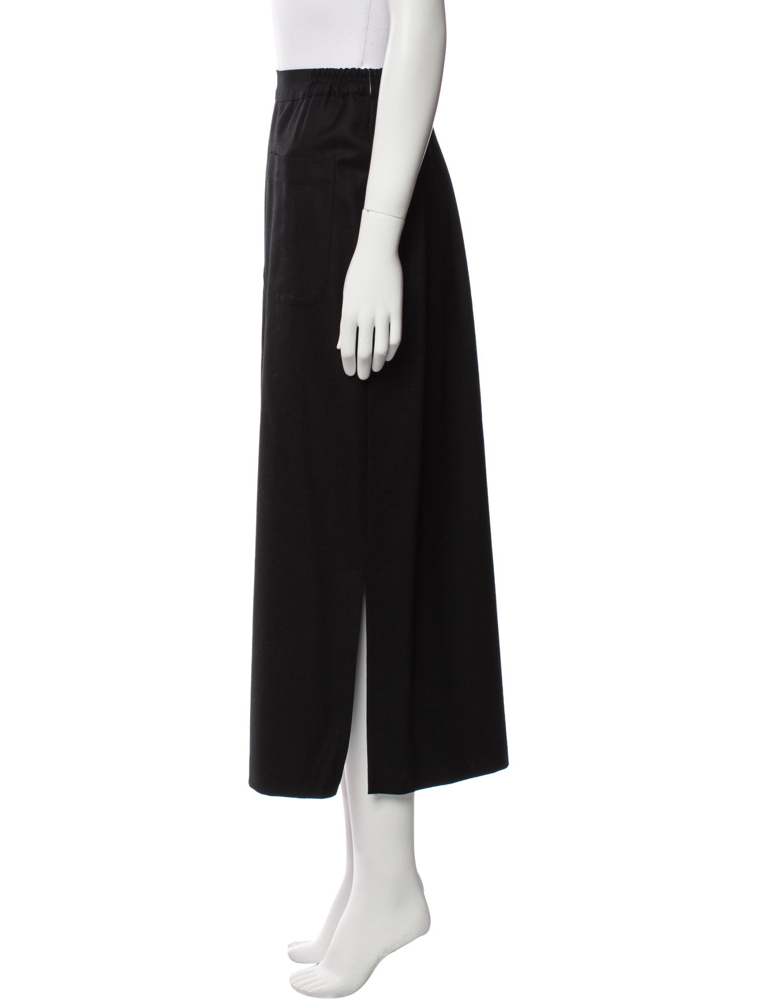Eskandar Wool Midi Length Skirt