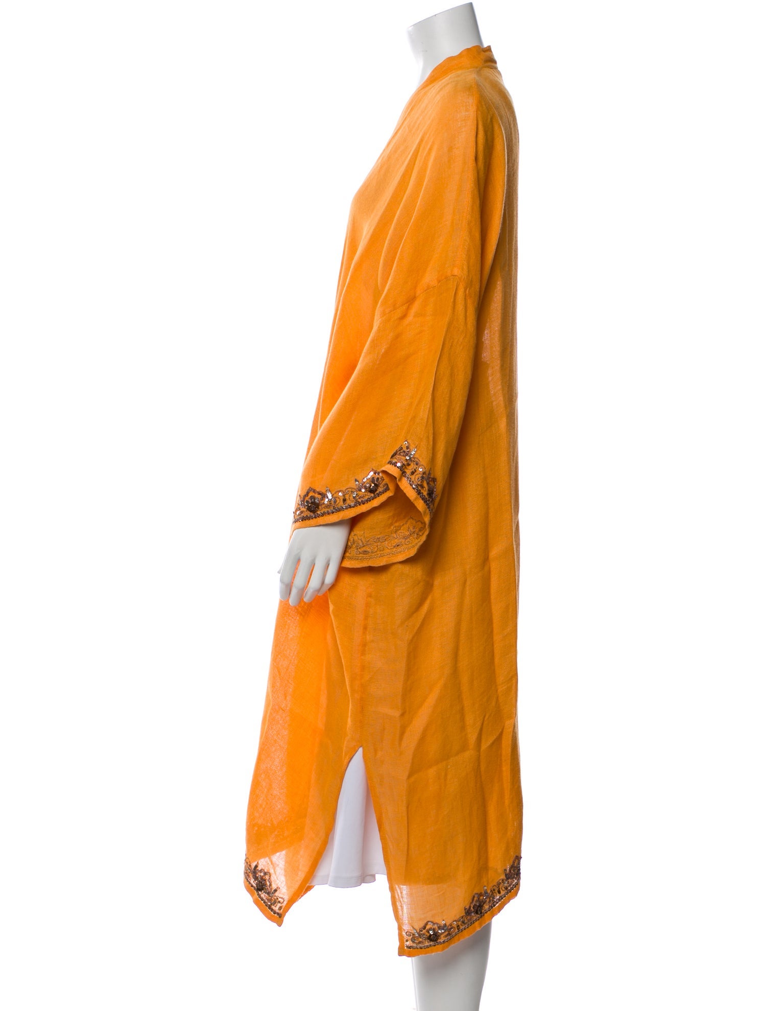 Eskandar Linen Sequin Embellishments Robe