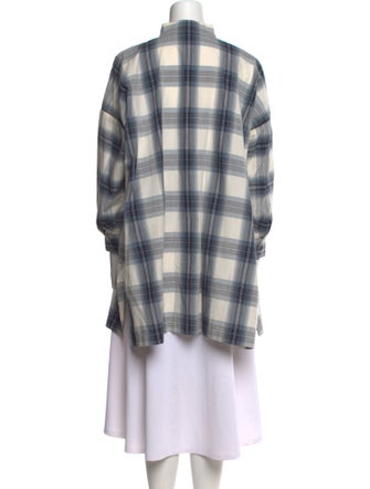 Eskandar Plaid Print Mock Neck Tunic
