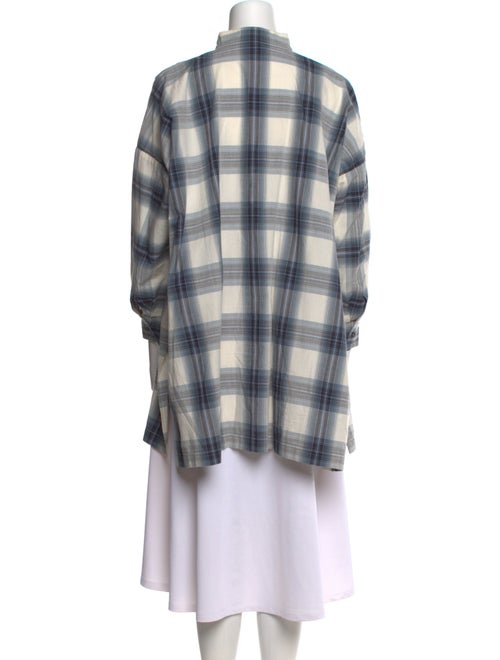 Eskandar Plaid Print Mock Neck Tunic