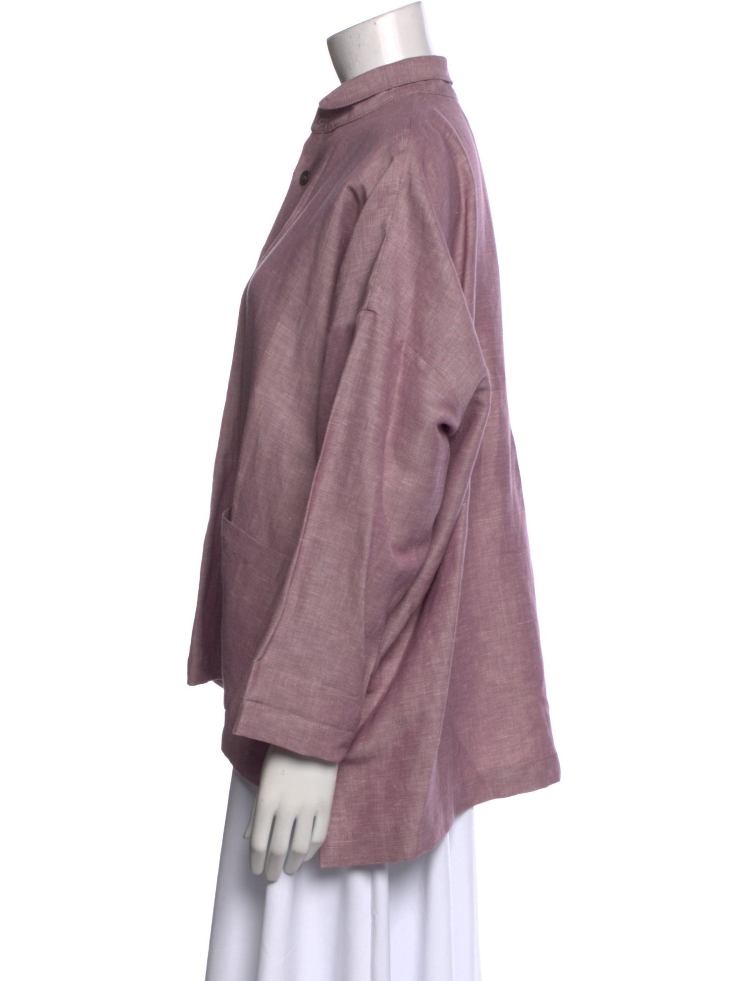 Eskandar Linen Mock Neck Button-Up Top