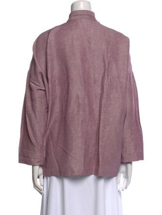 Eskandar Linen Mock Neck Button-Up Top