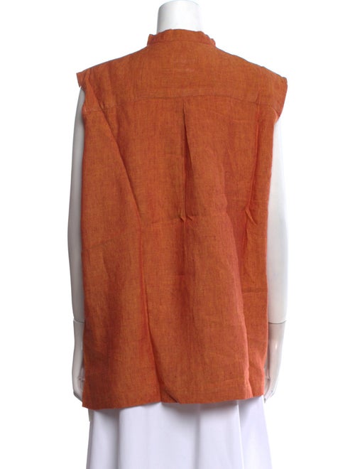 Eskandar Linen Mock Neck Button-Up Top