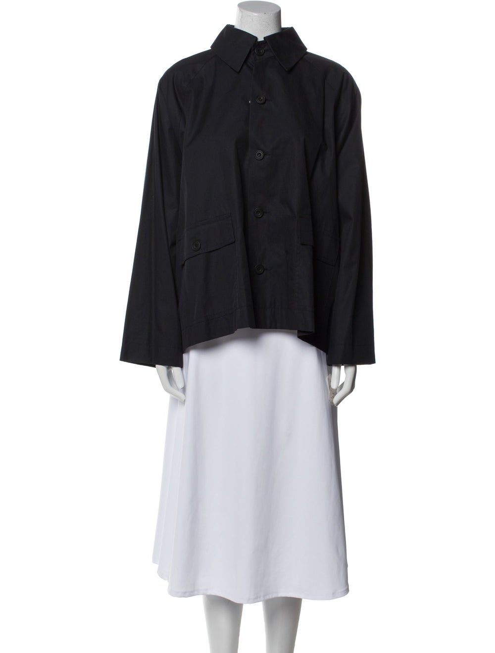 Eskandar Jacket Blue Pointed Collar Patch Pockets… - image 1