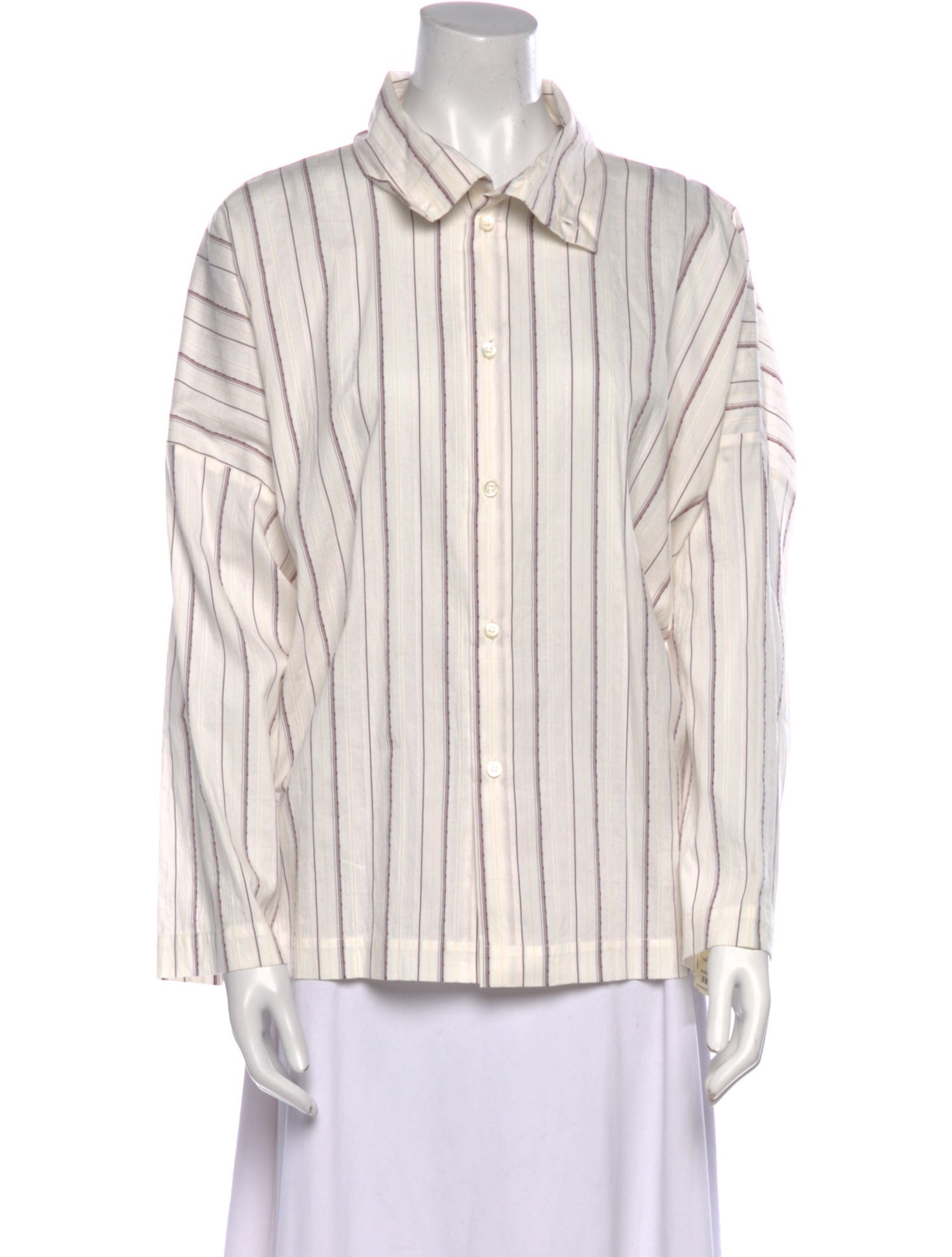 Eskandar Striped Long Sleeve Button-Up Top w/ Tags