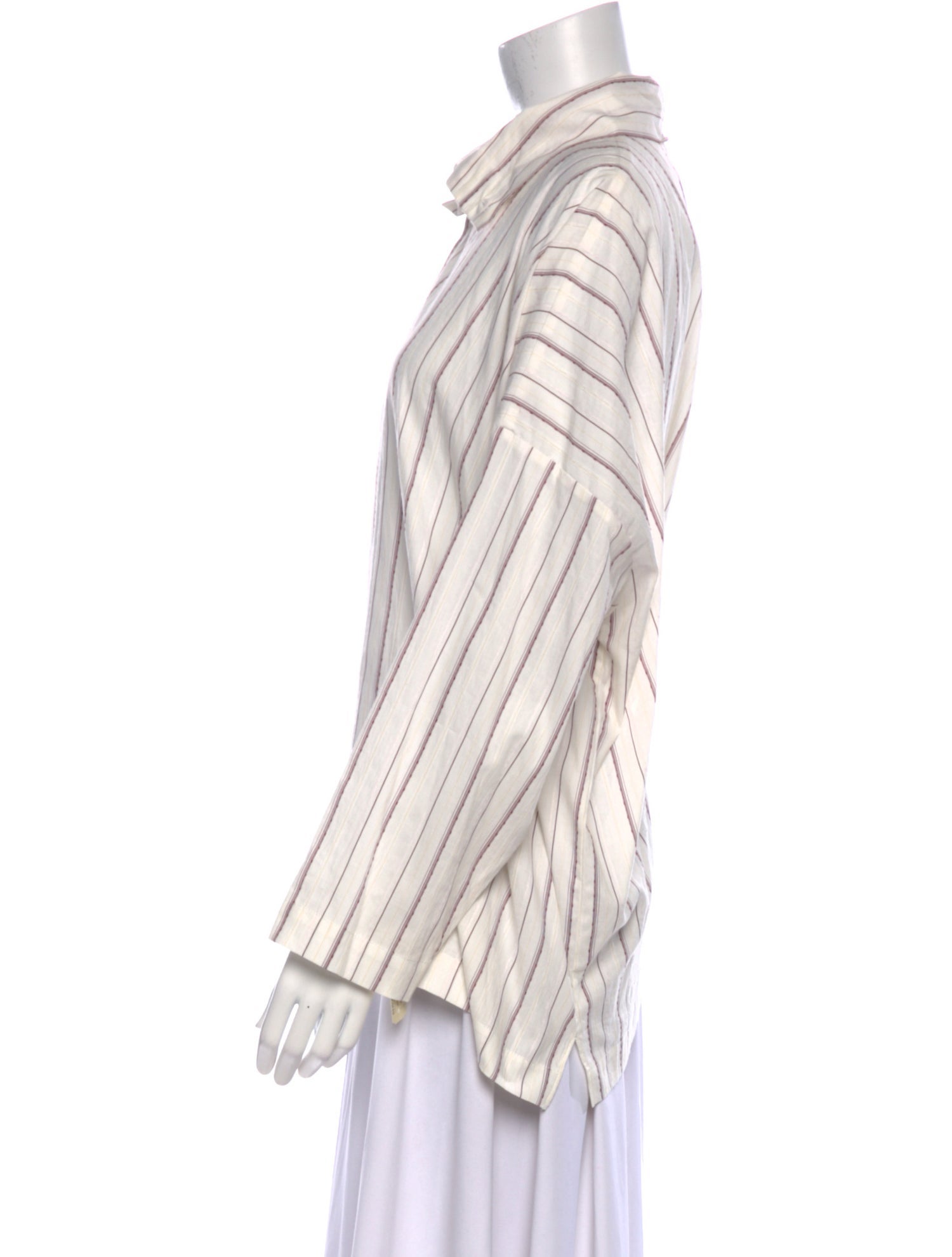 Eskandar Striped Long Sleeve Button-Up Top w/ Tags