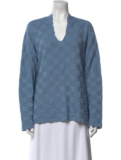 Eskandar Plaid Print V-Neck Sweater