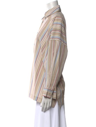 Eskandar Striped Long Sleeve Button-Up Top