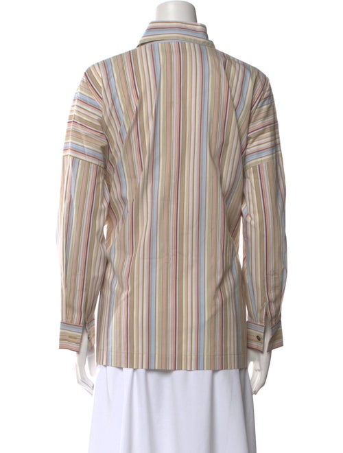 Eskandar Striped Long Sleeve Button-Up Top
