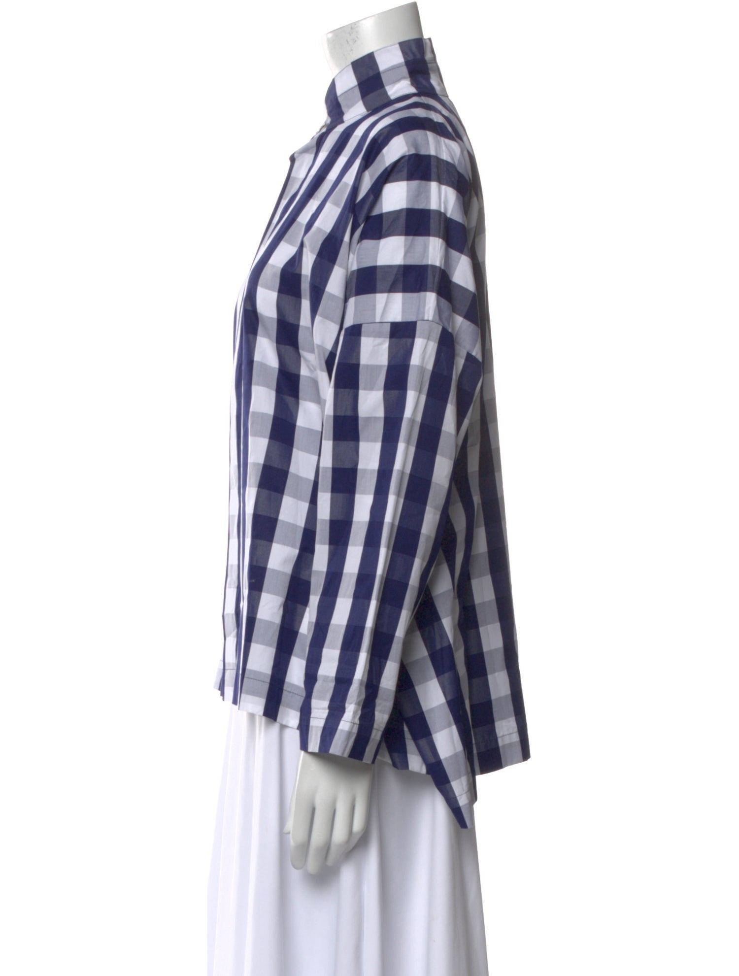 Eskandar Plaid Print Long Sleeve Button-Up Top