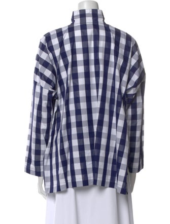 Eskandar Plaid Print Long Sleeve Button-Up Top