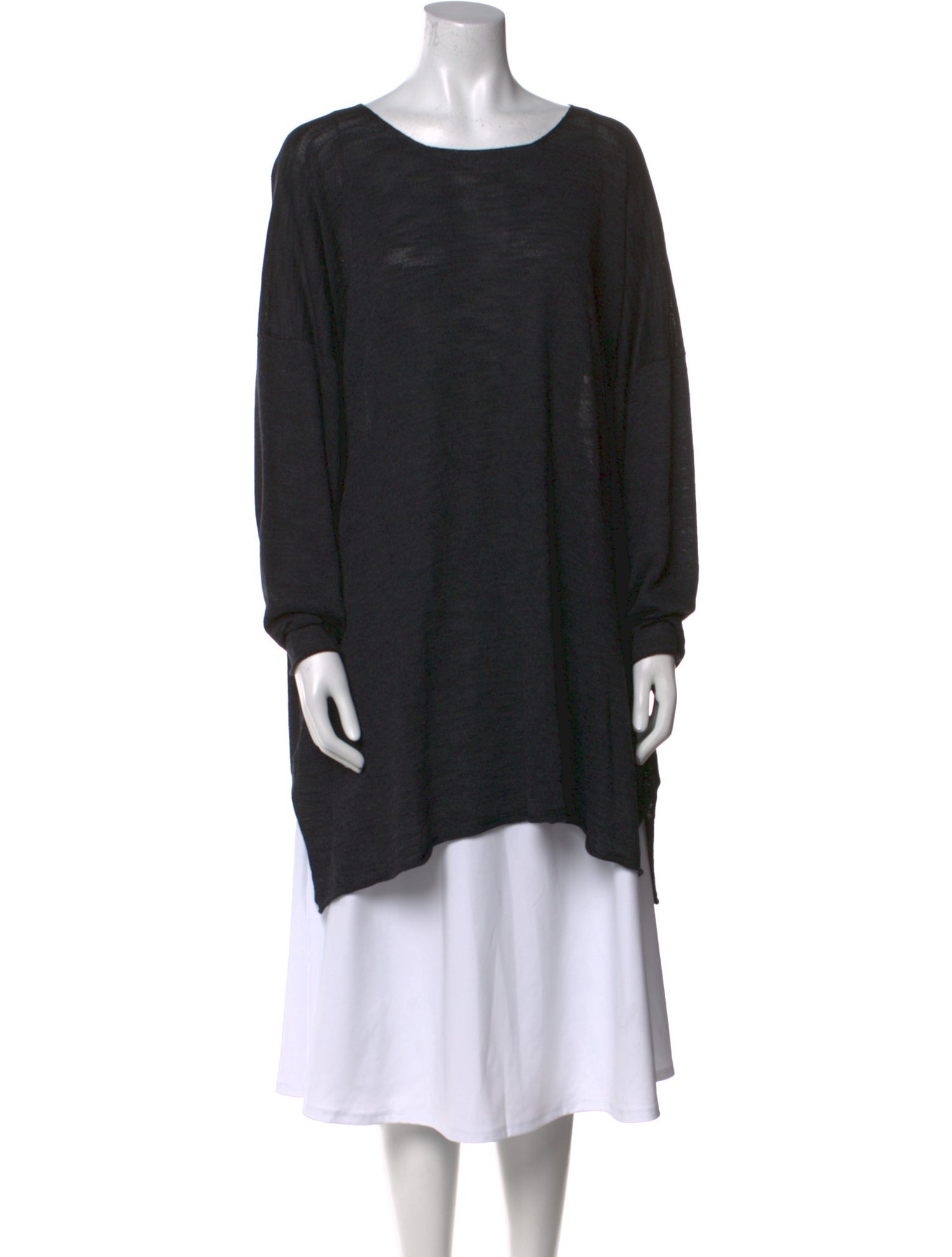 Eskandar Linen Bateau Neckline Tunic