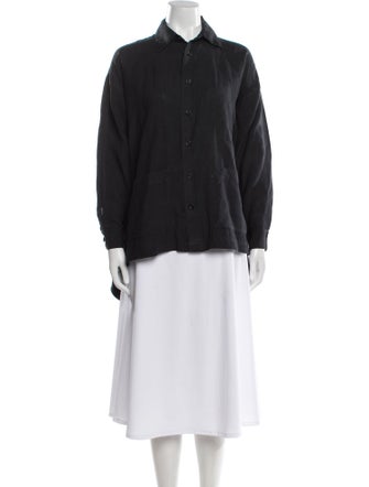 Eskandar Linen Long Sleeve Button-Up Top