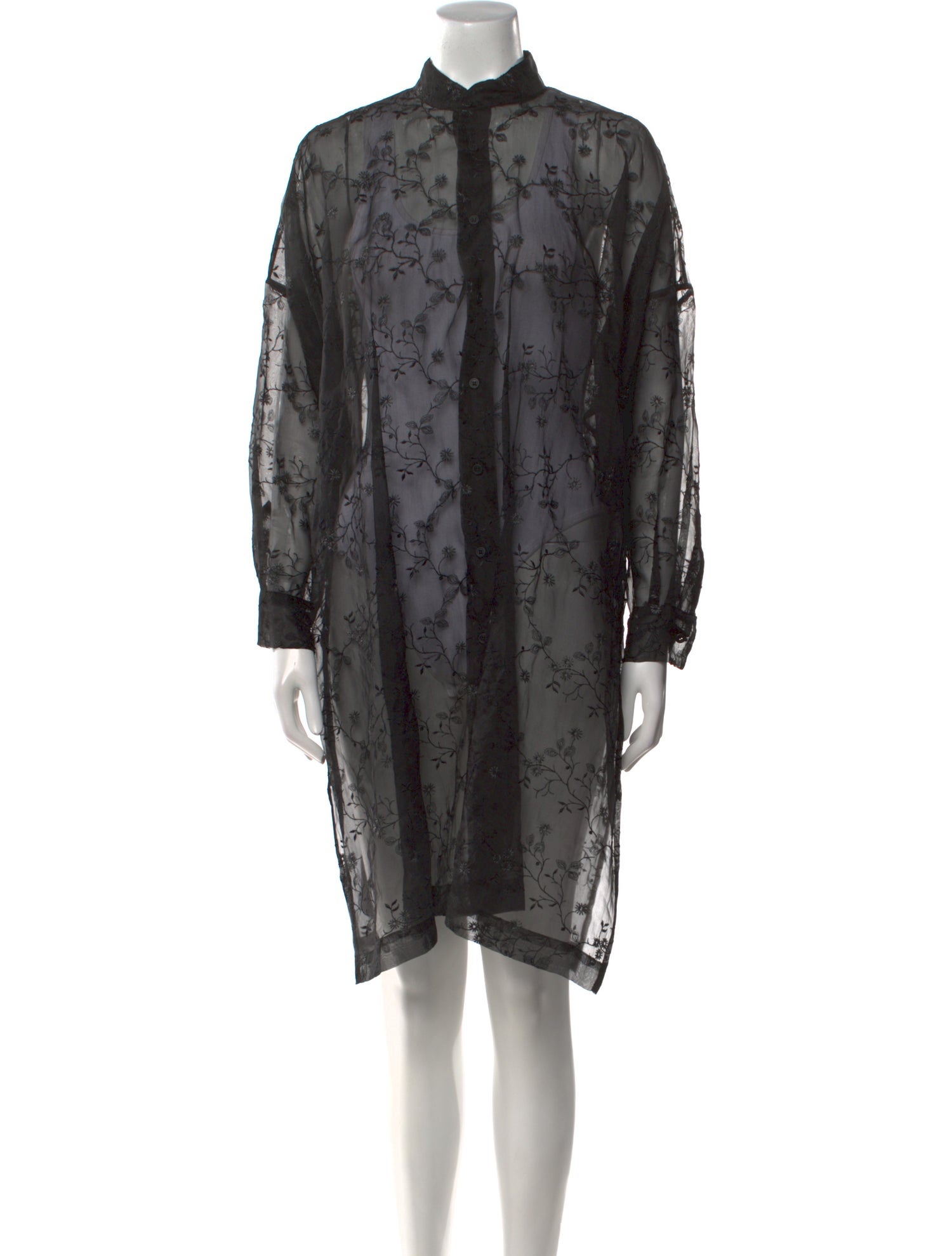 Eskandar Floral Print Knee-Length Dress