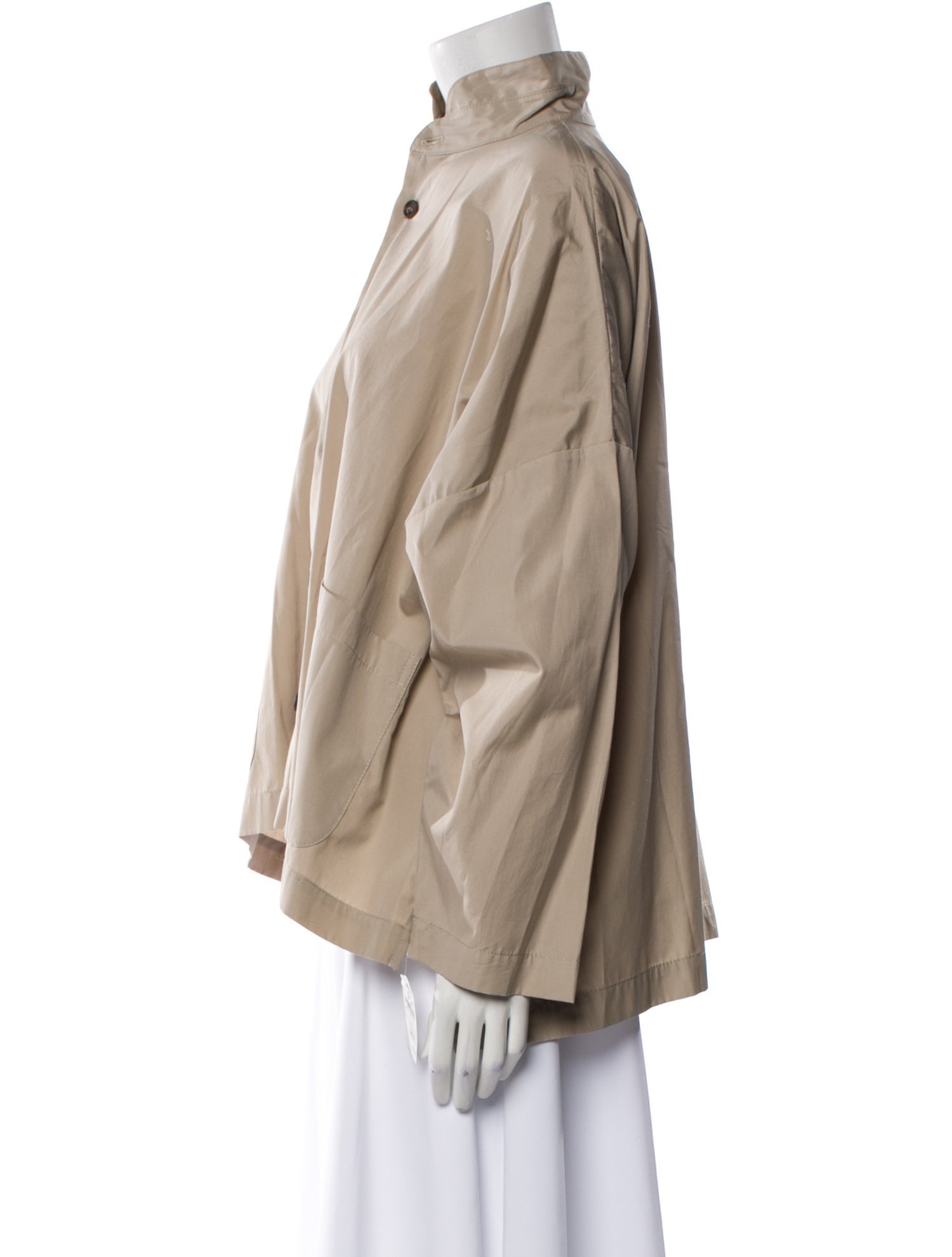 Eskandar Mock Neck Long Sleeve Button-Up Top