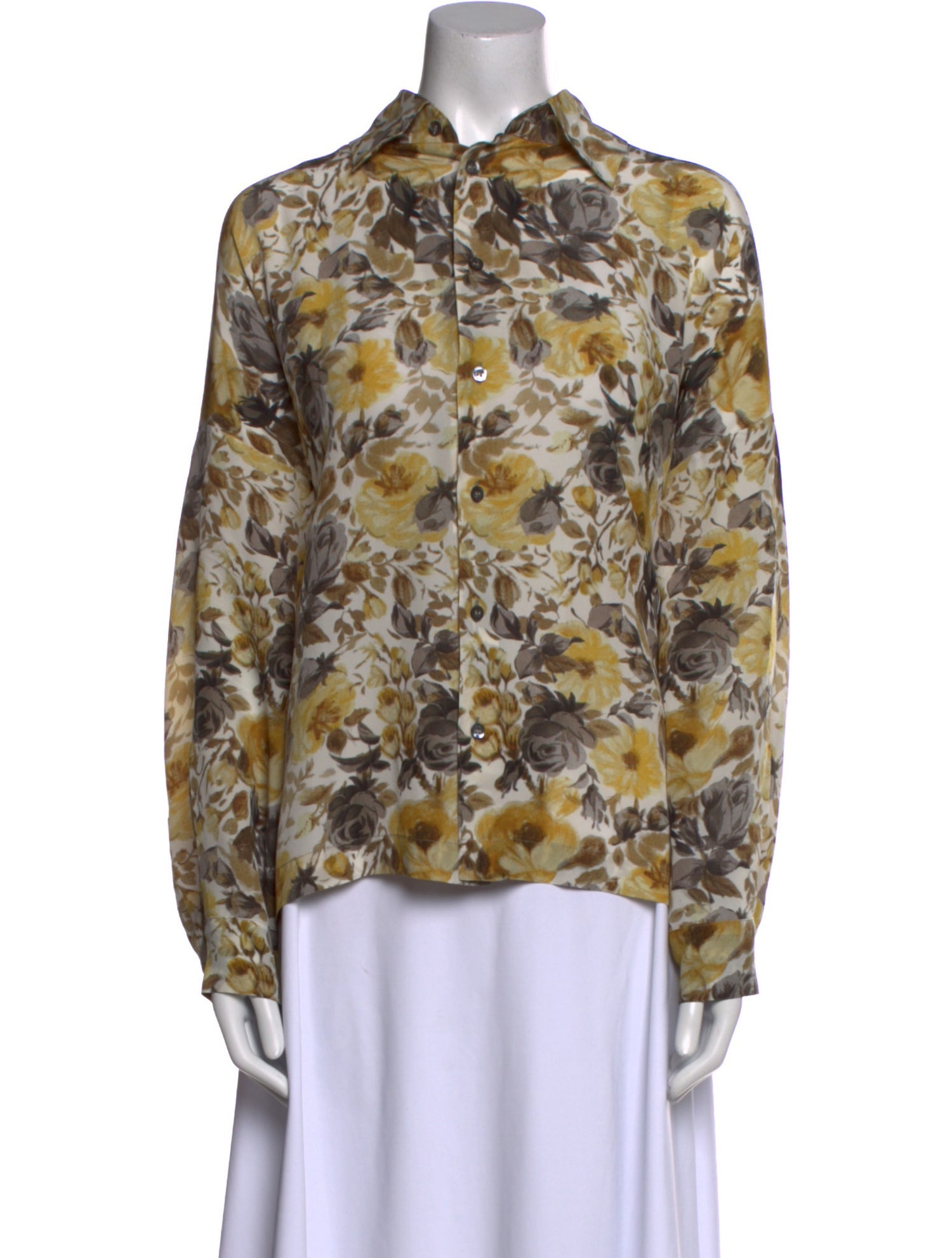 Eskandar Silk Printed Button-Up Top