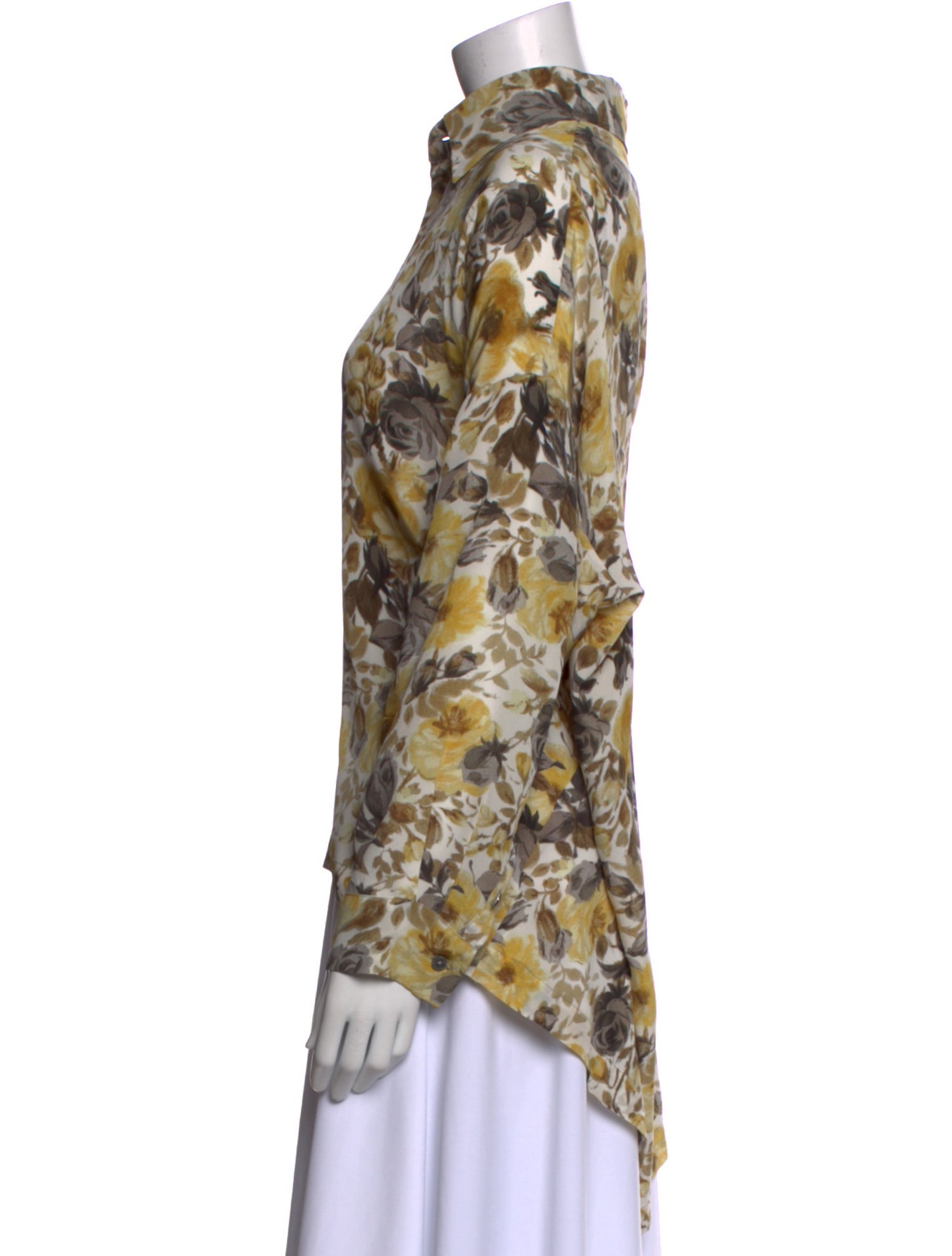 Eskandar Silk Printed Button-Up Top