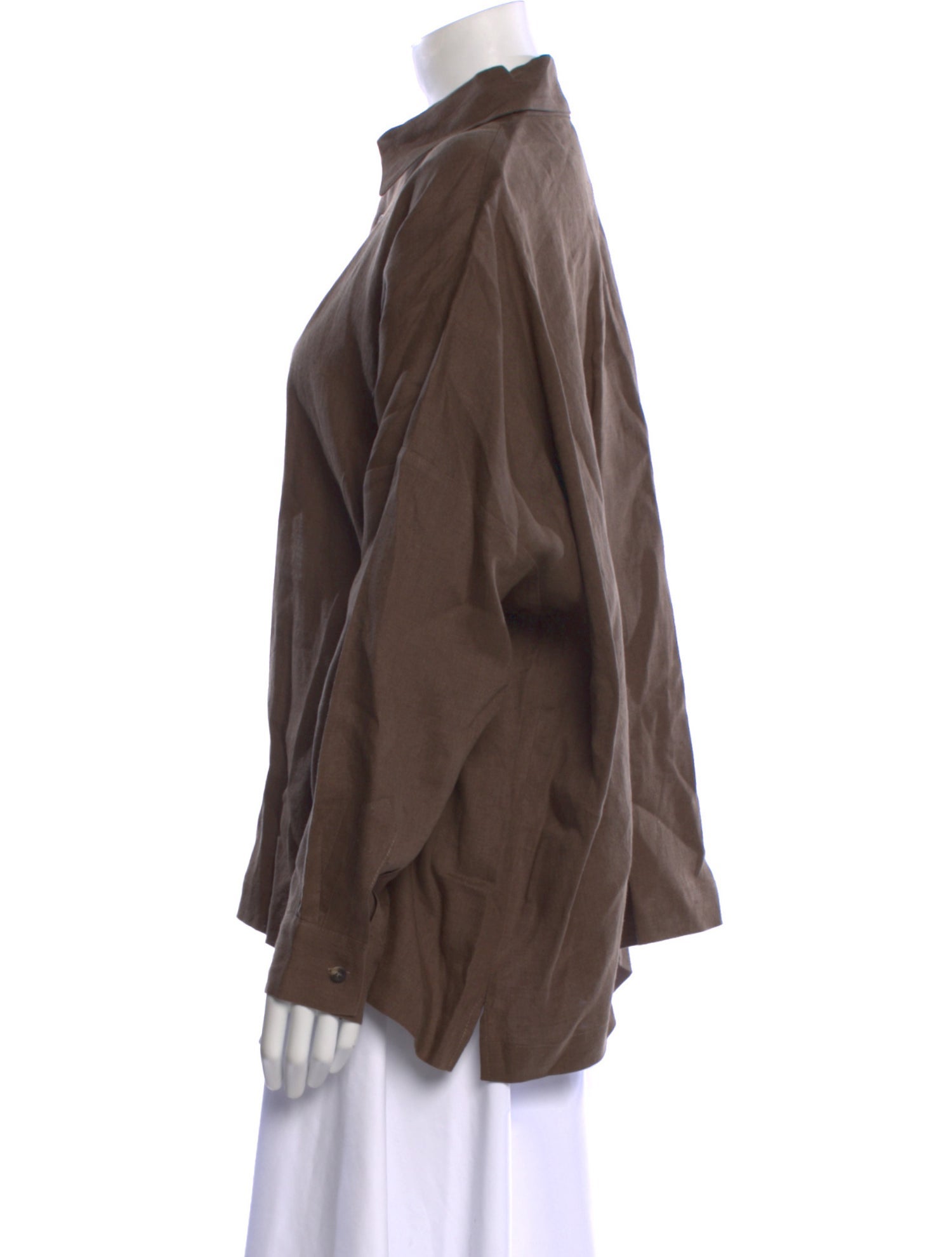 Eskandar Linen Long Sleeve Button-Up Top