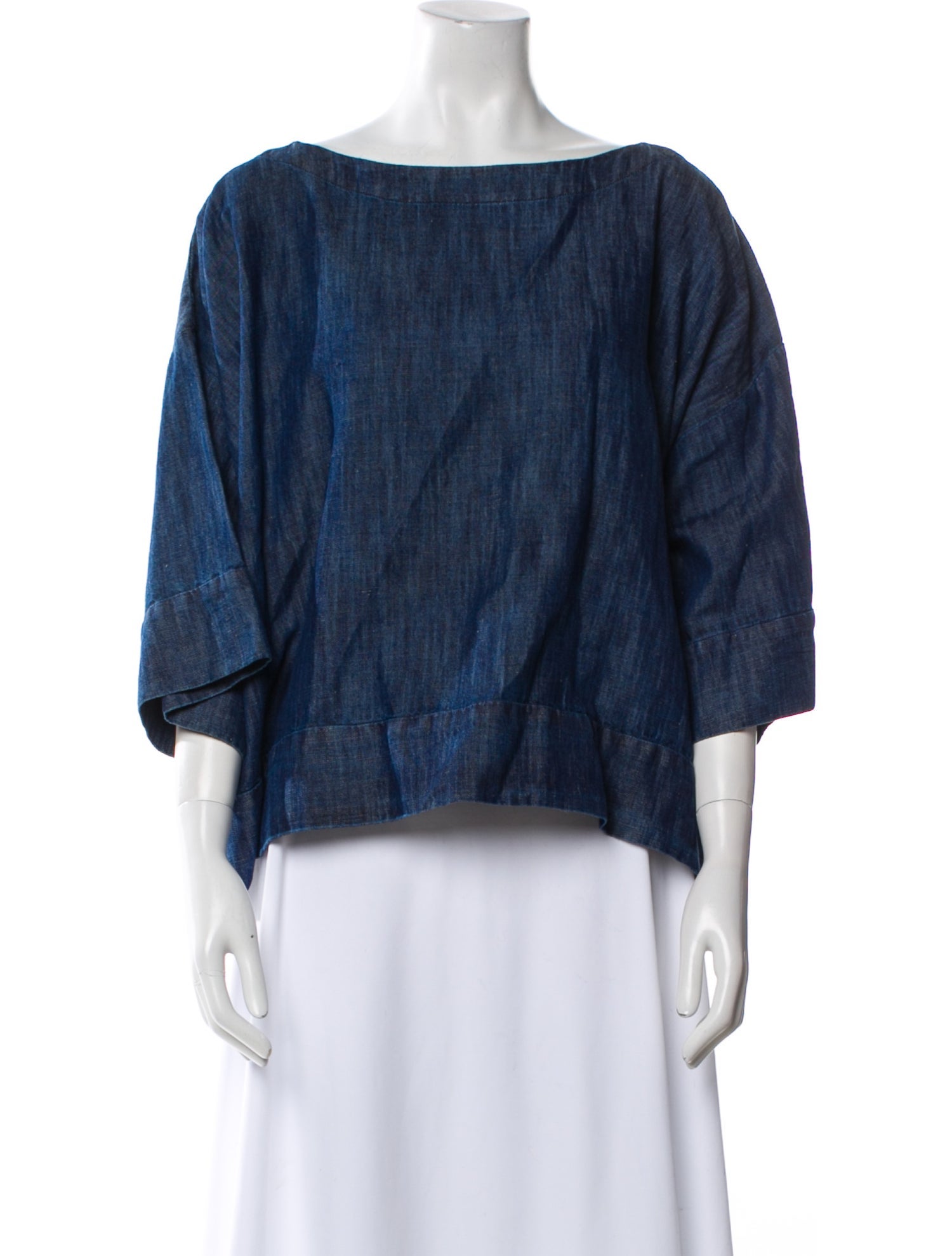 Eskandar Bateau Neckline Three-Quarter Sleeve Blouse w/ Tags