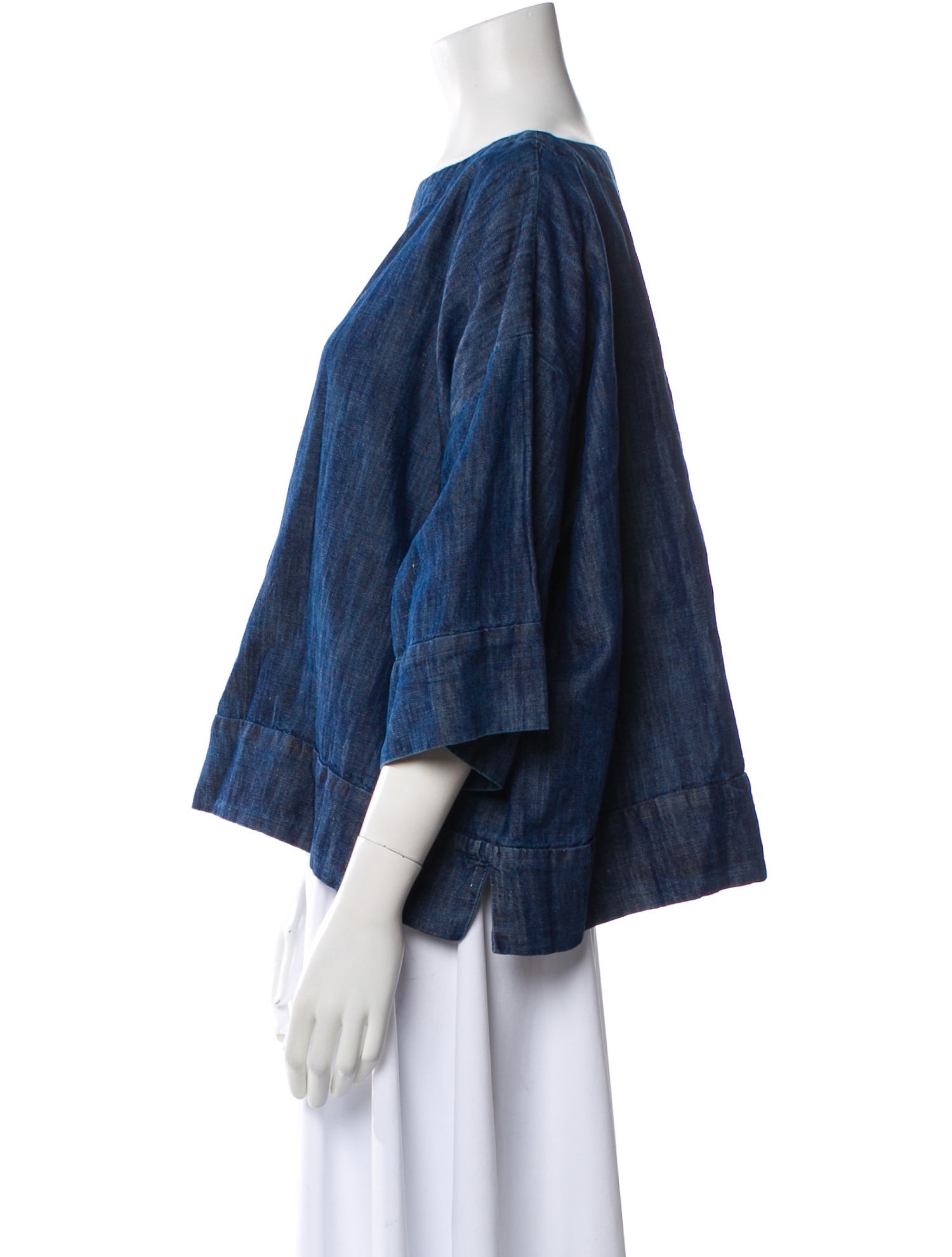 Eskandar Bateau Neckline Three-Quarter Sleeve Blouse w/ Tags