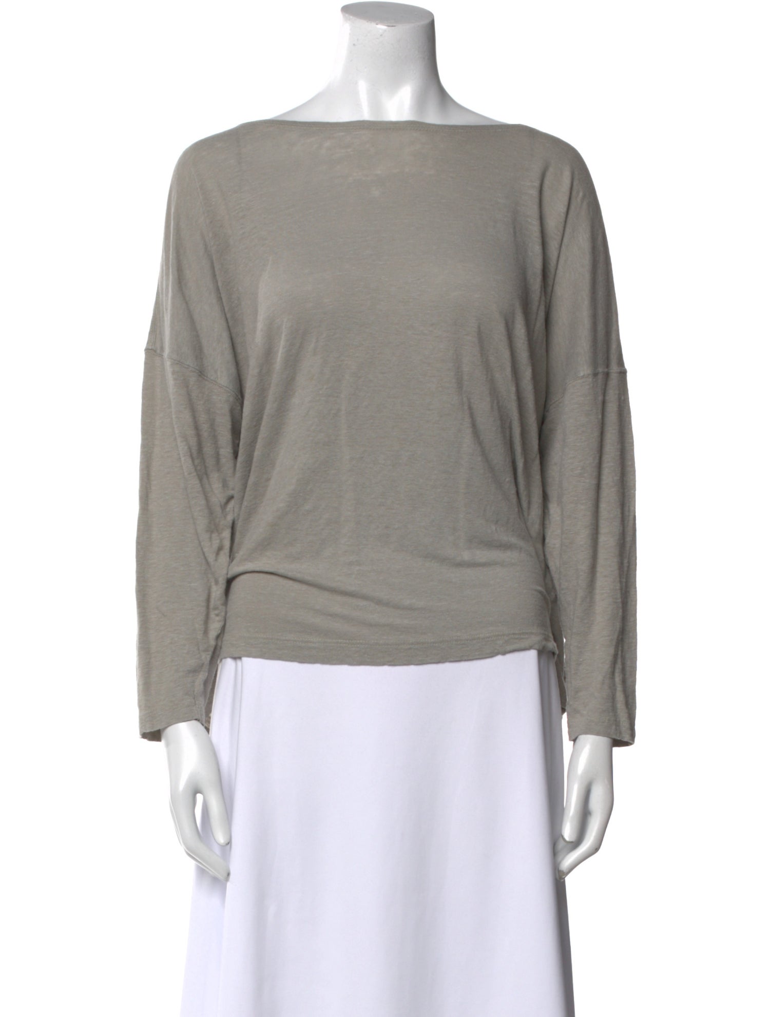 Eskandar Linen Bateau Neckline Top
