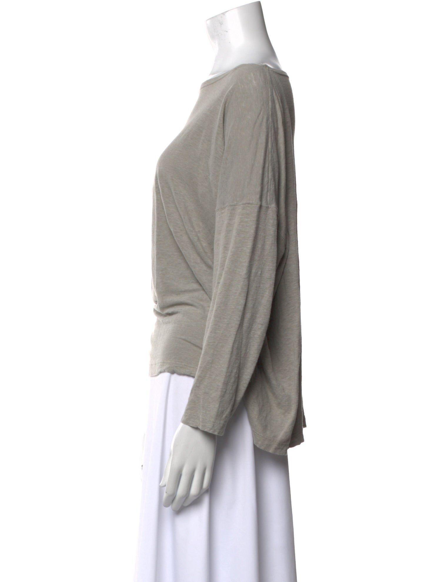 Eskandar Linen Bateau Neckline Top