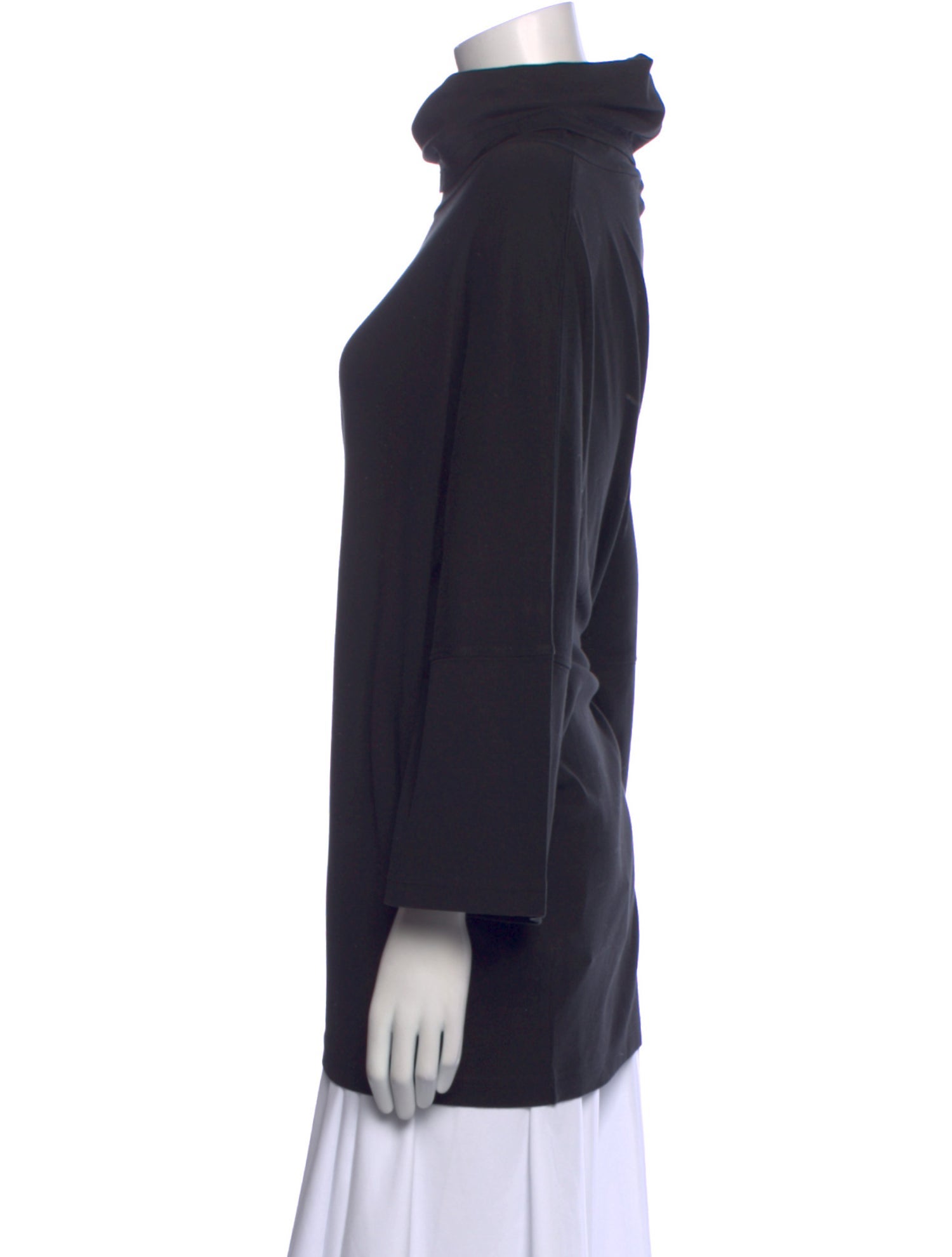 Eskandar Cowl Neck Three-Quarter Sleeve Sweatshirt