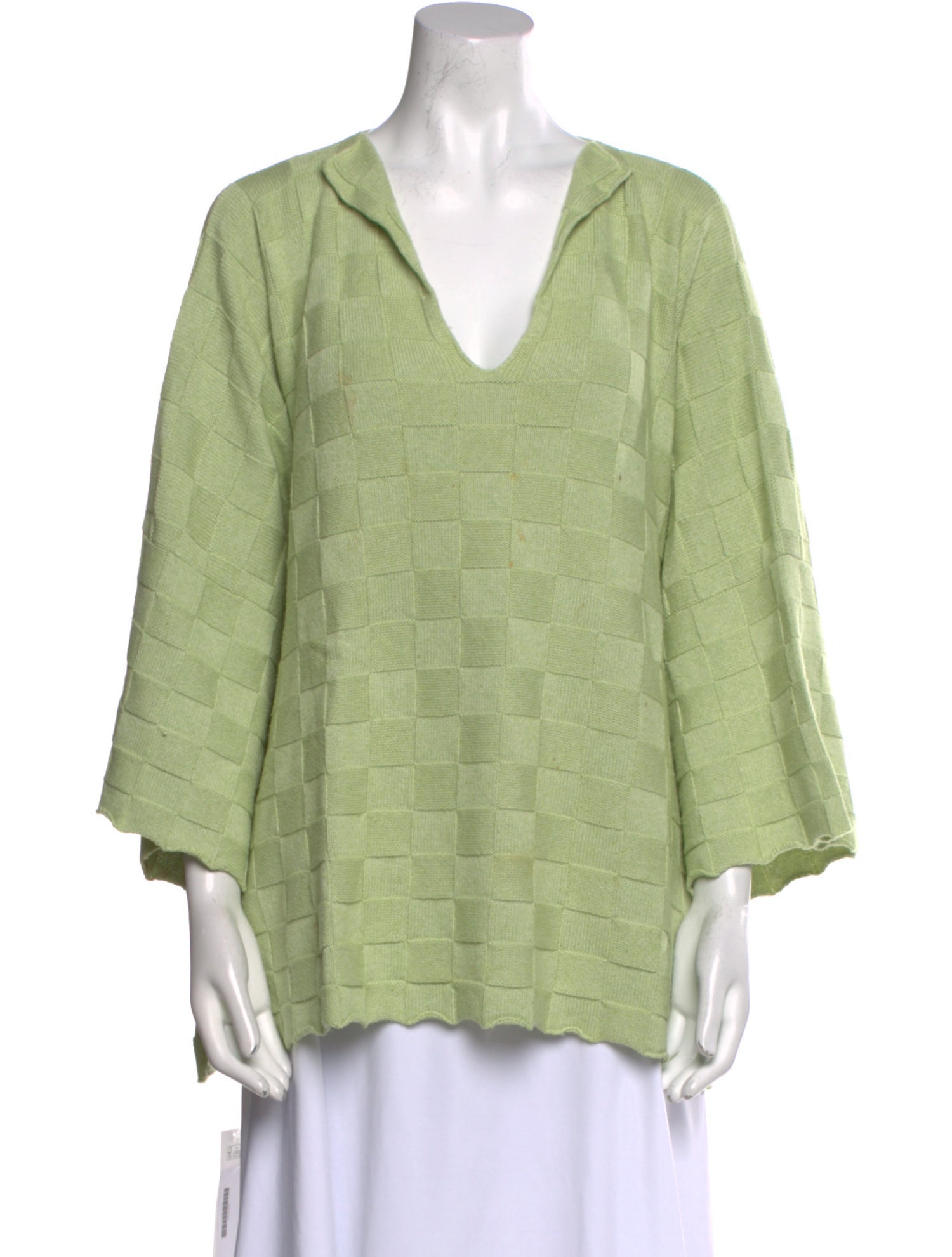 Eskandar V-Neck Three-Quarter Sleeve Blouse