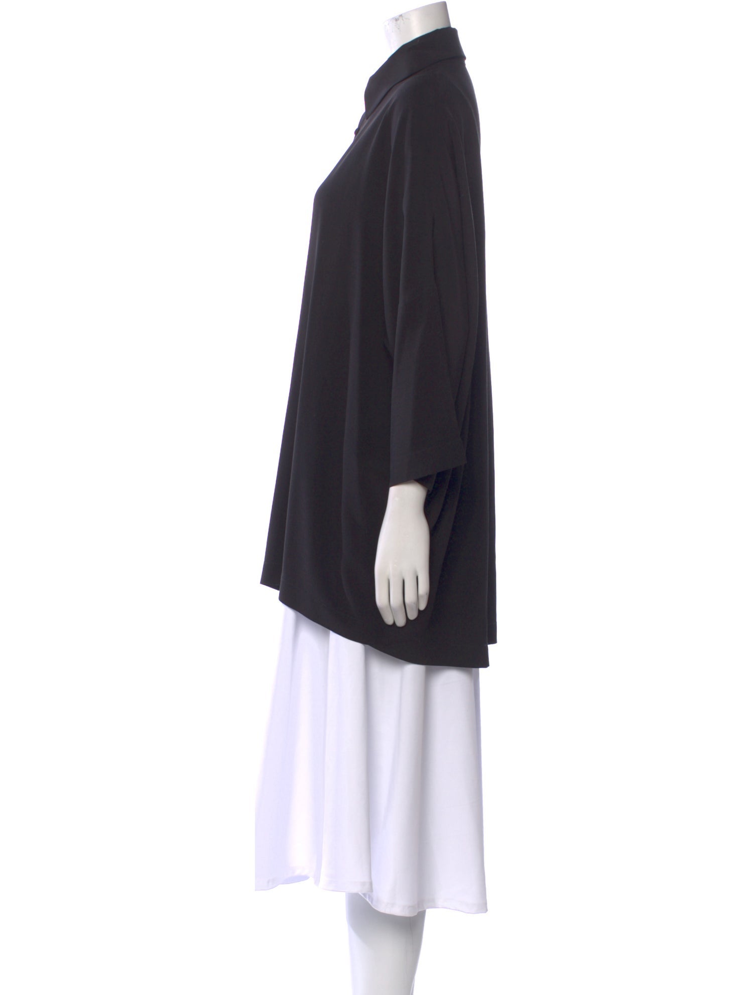 Eskandar Silk Three-Quarter Sleeve Button-Up Top