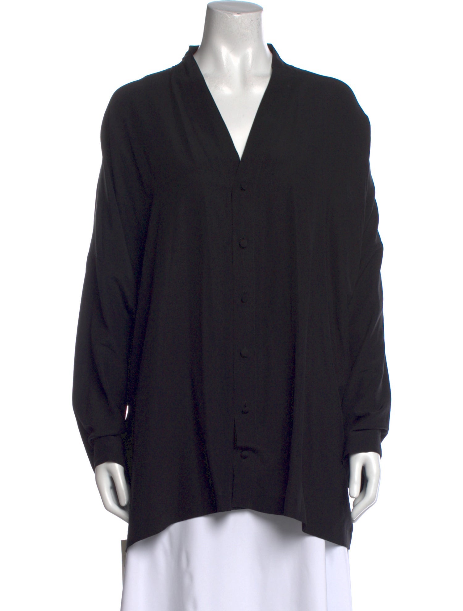 Eskandar Silk V-Neck Button-Up Top