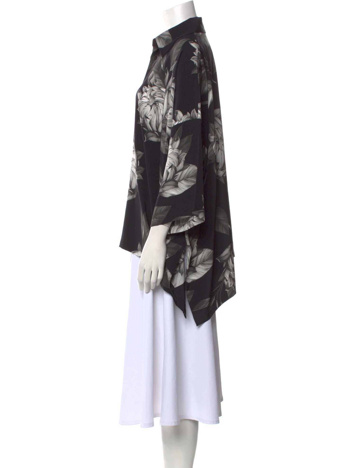 Eskandar Silk Floral Print Button-Up Top w/ Tags