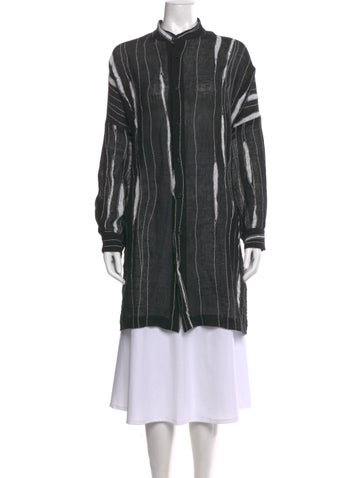 Pre-owned Eskandar Linen Striped Tunic In Black