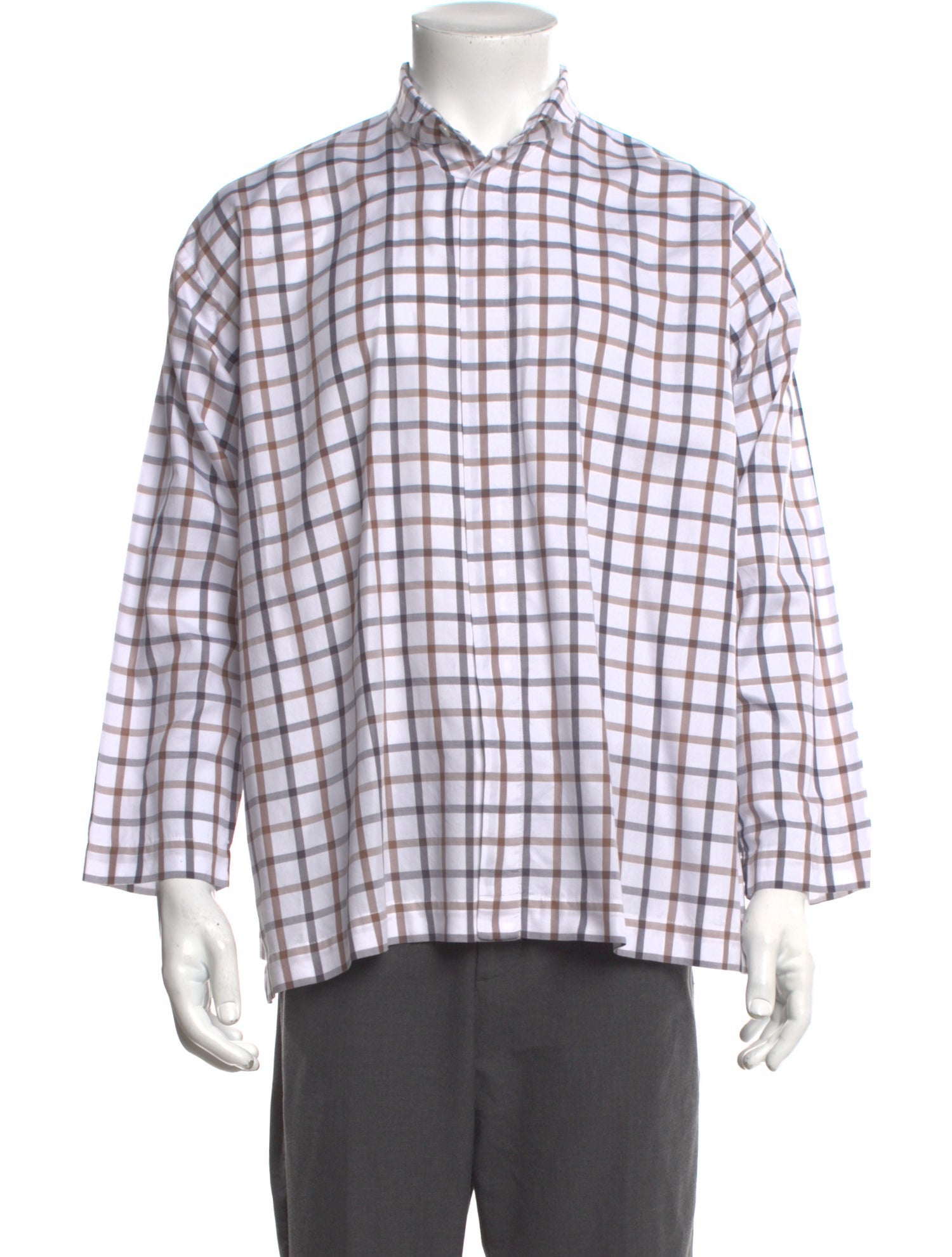 Eskandar Plaid Print Long Sleeve Shirt
