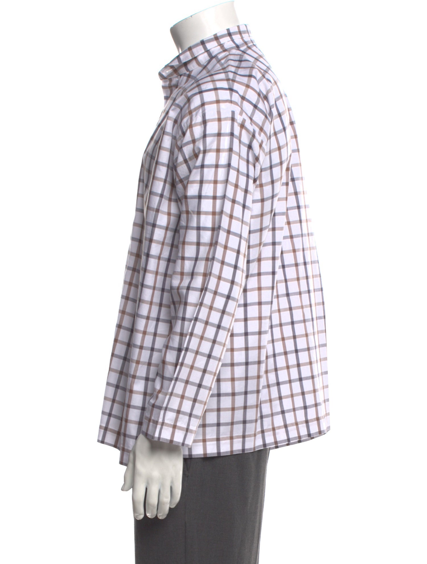 Eskandar Plaid Print Long Sleeve Shirt