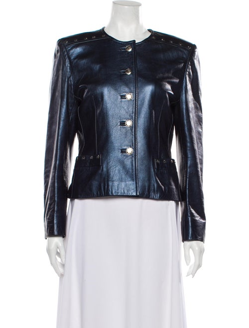 Escada Margaretha Ley Leather Jacket Blue