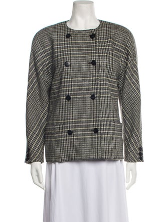 Escada Margaretha Ley Wool Houndstooth Print Coat