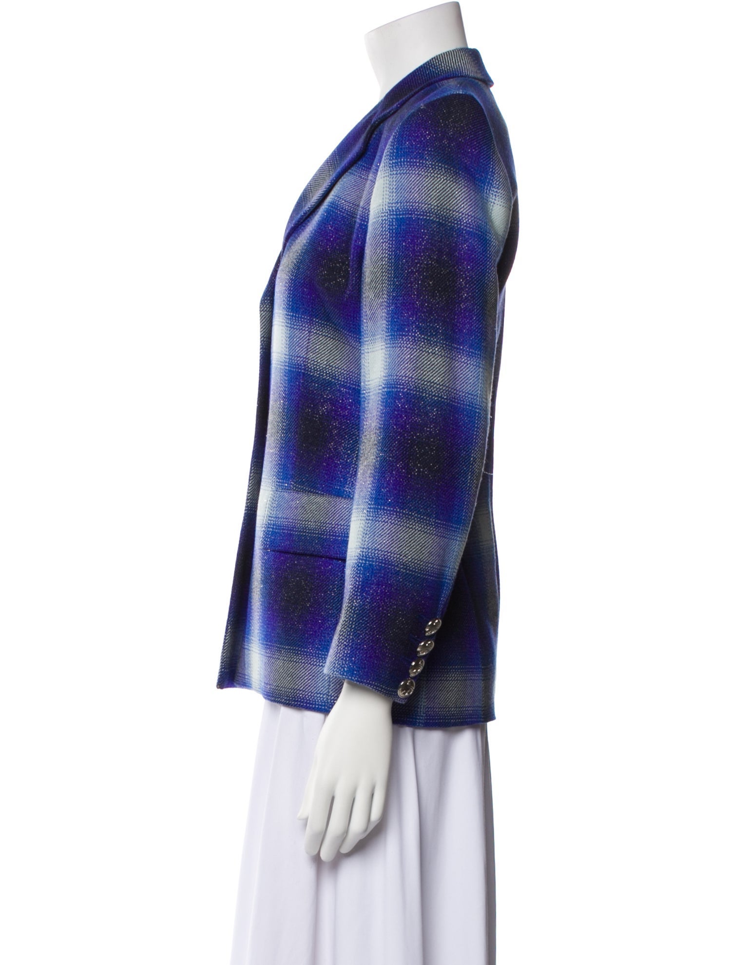 Escada Margaretha Ley Wool Plaid Print Blazer