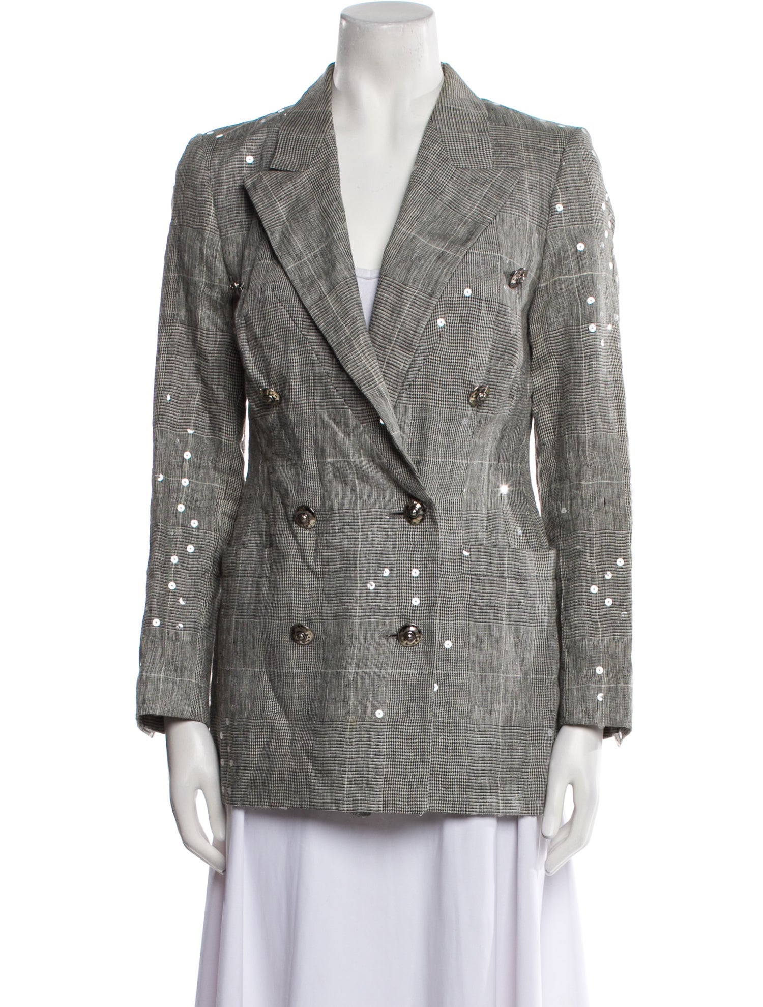 Escada Margaretha Ley Linen Plaid Print Blazer