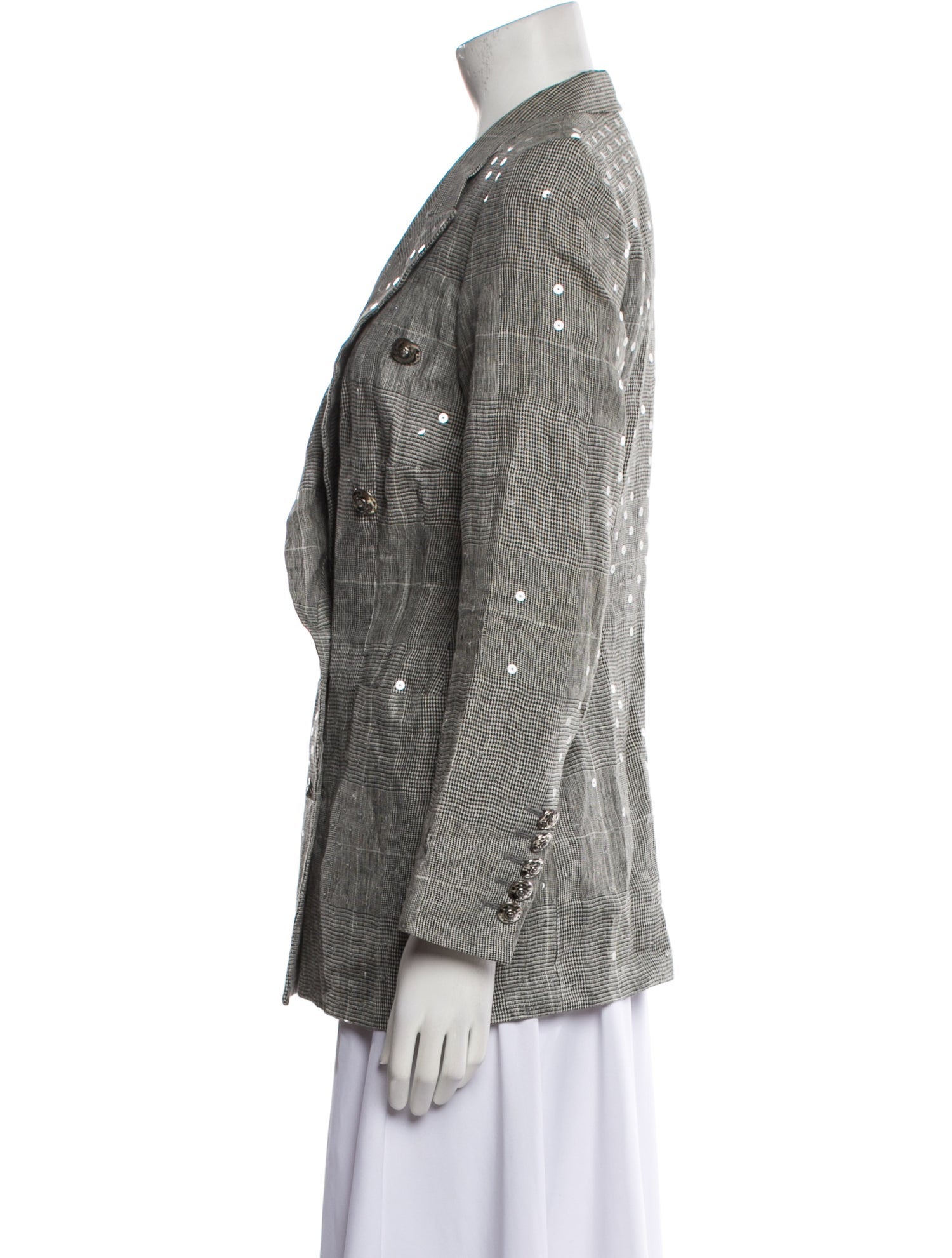 Escada Margaretha Ley Linen Plaid Print Blazer