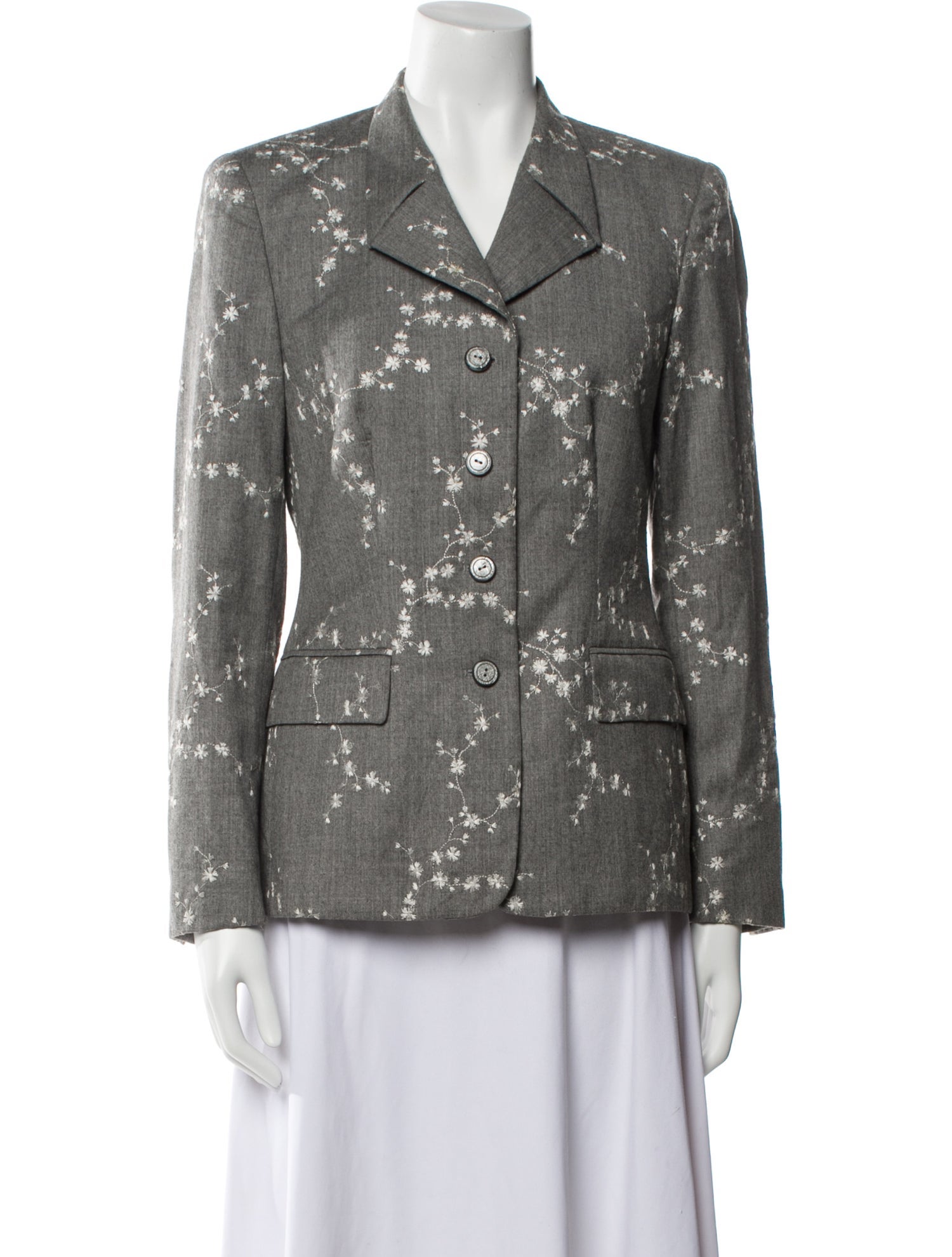 Escada Margaretha Ley Virgin Wool Floral Print Blazer